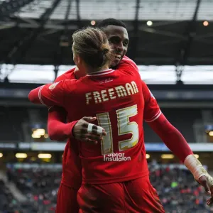Bristol City's Jonathan Kodjia and Luke Freeman Celebrate Goals Against Milton Keynes Dons, 2016