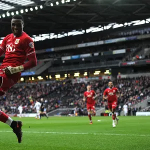 Bristol City's Jonathan Kodjia Scores His Second Goal Against Milton Keynes Dons in 2016 Championship Match