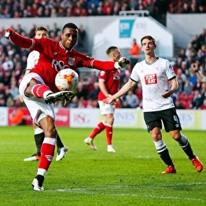 Bristol City's Jonathan Kodjia Thunders a Shot Against Derby County, Sky Bet Championship, 2016