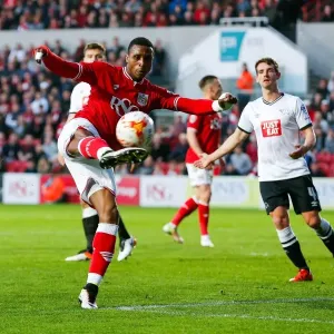 Bristol City's Jonathan Kodjia Thunders a Shot Against Derby County, Sky Bet Championship, 2016