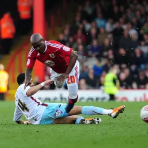 Bristol City's Kalifa Cisse Foul by Tyrone Mears during Championship Match, March 19, 2011 Bristol City's Kalifa Cisse Foul by Tyrone Mears during Championship Match, March 19, 2011