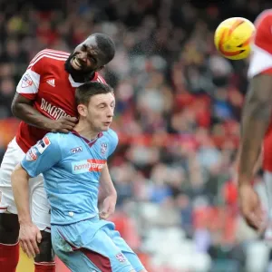 Print of Karleigh Osborne winning a header in a Sky Bet League One match