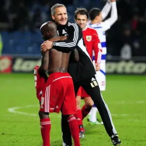 Bristol City's Keith Milen and Jamal Campbell-Ryce Celebrate Championship Victory over QPR (03/01/2011)