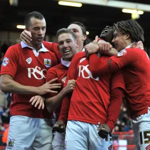 Bristol City's Kieran Agard celebrates goal in print