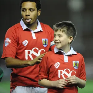 Bristol City's Korey Smith and the Mascot Celebrate Victory Print Bristol City's Korey Smith and the Mascot Celebrate Victory Print