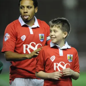 Bristol City's Korey Smith and the Mascot Celebrate Victory Print Bristol City's Korey Smith and the Mascot Celebrate Victory Print