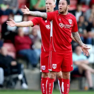 Bristol City's Lee Tomlin and Hordur Magnusson Appeal for Penalty vs Cheltenham Town (25.07.2016)