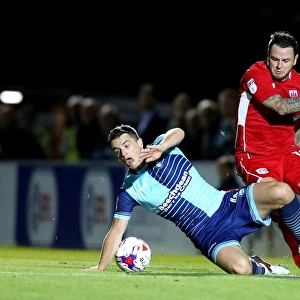 Bristol City's Lee Tomlin Tackled by Wycombe Wanderers Stephen McGinn in EFL League Cup Clash