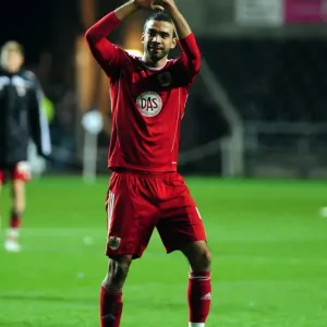 Bristol City's Liam Fontaine: Celebrating Championship Victory Over Swansea City (10-11-2010)