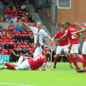 Bristol City's Liam Fontaine Foulied in the Box by Nottingham Forest's Danny Collins - No Penalty Called (Nottingham Forest v Bristol City, Championship 2012)