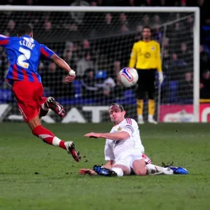 Bristol City's Louis Carey Tackles Nathaniel Clyne in Championship Clash at Selhurst Park (Crystal Palace v Bristol City, 22/01/2011)