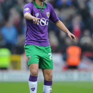 Bristol City's Luke Ayling in Action Against Swindon Town, November 15, 2014