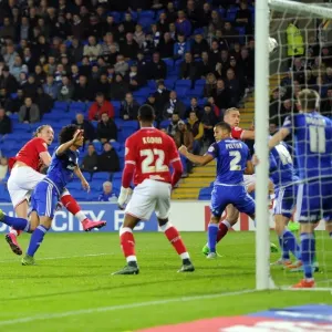 Bristol City's Luke Ayling Heads Just Over: Cardiff City vs. Bristol City, 2015