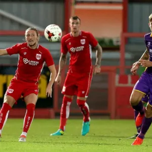 Bristol City's Luke Ayling Plays a Pass Forward in Preseason Friendly Against Cheltenham Town