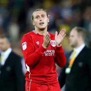 Bristol City's Luke Freeman Celebrates Full-Time Victory Against Norwich City Bristol City's Luke Freeman Celebrates Full-Time Victory Against Norwich City