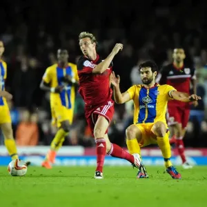 Bristol City's Martyn Woolford Foul by Mile Jedinak during Bristol City vs Crystal Palace Championship Match
