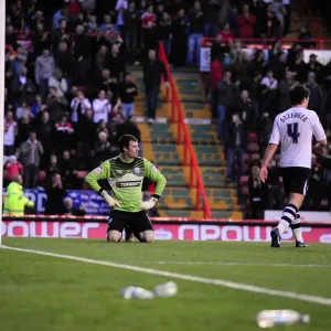 Bristol City's Marvin Elliott Celebrates Goal Past Preston North End's Andy Lonergan in Championship Match, 06/11/2010 - Ashton Gate Stadium Bristol City's Marvin Elliott Celebrates Goal Past Preston North End's Andy Lonergan in Championship Match, 06/11/2010 - Ashton Gate Stadium