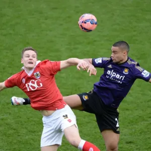 FA Cup Fourth Round Print: Bristol City's Matt Smith Battles for High Ball