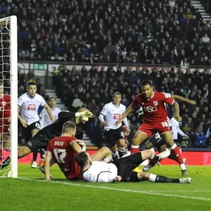 Bristol City's Nathan Baker Tries to Score in Derby County Showdown Bristol City's Nathan Baker Tries to Score in Derby County Showdown