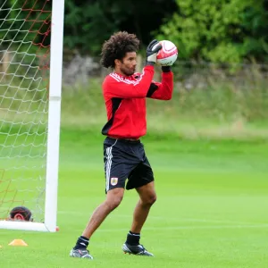 Bristol Citys new signing and Englands number one David James enjoys his first day of Training