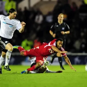 Bristol City's Nicky Maynard Fouls by Craig Bryson in Derby County Championship Clash (10th December 2011)