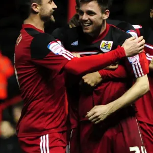 Bristol City's Paul Anderson and Louis Carey Celebrate Goal Against Watford, Championship Match, 2013 Bristol City's Paul Anderson and Louis Carey Celebrate Goal Against Watford, Championship Match, 2013