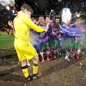 Bristol City's Promotion Party: Frank Fielding Celebrates with Champagne after 0-6 Win over Bradford City