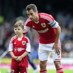 Bristol City's Sam Baldock and Mascot Celebrate at Vale Park during Port Vale vs. Bristol City, Sky Bet League 1 Match