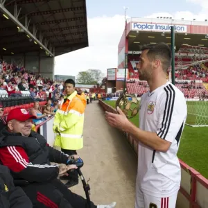 Bristol City's Sam Baldock Receives Player of the Season Award from Disabled Supporter Rob Wood at Ashton Gate, 2014 Bristol City's Sam Baldock Receives Player of the Season Award from Disabled Supporter Rob Wood at Ashton Gate, 2014