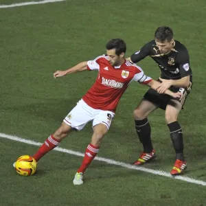 Bristol City's Sam Baldock Shields the Ball in Intense Football Action Bristol City's Sam Baldock Shields the Ball in Intense Football Action