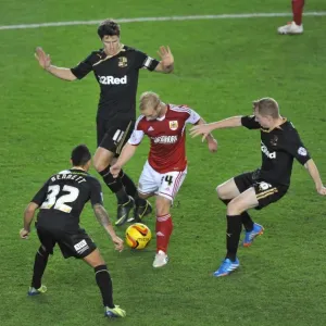 Bristol City's Simon Gillett Battles Through Crowd during Cardiff City vs Swansea City Match, 2013 Bristol City's Simon Gillett Battles Through Crowd during Cardiff City vs Swansea City Match, 2013
