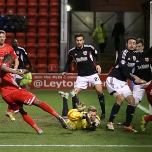 Bristol City's Simon Moore Saves from Leyton Orient's Kevin Lisbie in Sky Bet League One Clash Bristol City's Simon Moore Saves from Leyton Orient's Kevin Lisbie in Sky Bet League One Clash