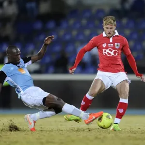Bristol City's Wes Burns Tackled During Botswana Tour Match Bristol City's Wes Burns Tackled During Botswana Tour Match