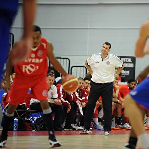 Bristol Flyers Andreas Kapoulas Coaches in BBL Action Against Durham Wildcats