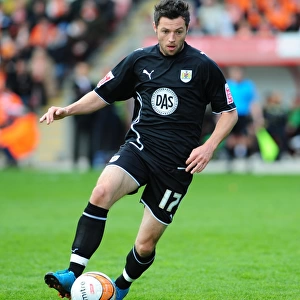 Championship Clash: Ivan Sproule of Bristol City Faces Blackpool at Bloomfield Road, 2010