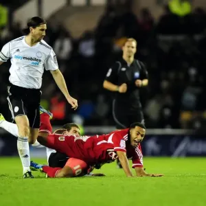 Championship Match: Derby County vs. Bristol City - Nicky Maynard Fouls by Craig Bryson, 10/12/2011