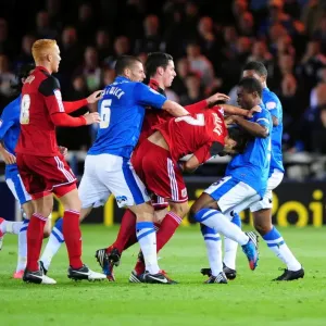 Championship Showdown: Heated Moment Between Peterborough and Bristol City Players Championship Showdown: Heated Moment Between Peterborough and Bristol City Players