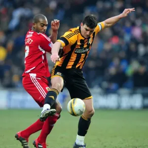 Print of a Championship football match between Hull City and Bristol City