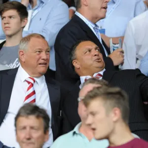 Chris Booy and Ernie Arathoon at Hillsborough Stadium: Bristol City's Chairman and Director Watch Sheffield Wednesday vs. Bristol City (August 8, 2015)