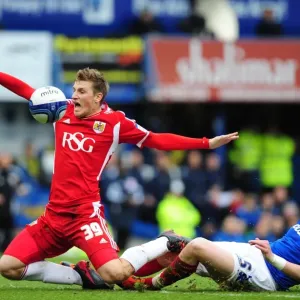 Chris Wood Foul by Greg Halford: Portsmouth vs. Bristol City Football Match, 17th March 2012