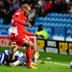 Clash at Hillsborough: Leon Clarke Stops Jamal Campbell-Ryce's Charge - Championship Showdown between Sheffield Wednesday and Bristol City (05/04/2010) Clash at Hillsborough: Leon Clarke Stops Jamal Campbell-Ryce's Charge - Championship Showdown between Sheffield Wednesday and Bristol City (05/04/2010)