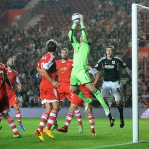 Comfortable Collect: Kelvin Davis of Southampton Gathers the Ball vs. Bristol City (September 24, 2013)