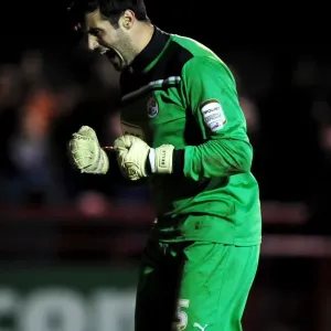 Crawley Town's Scott Shearer Celebrates FA Cup Upset Over Bristol City (07-01-2012)