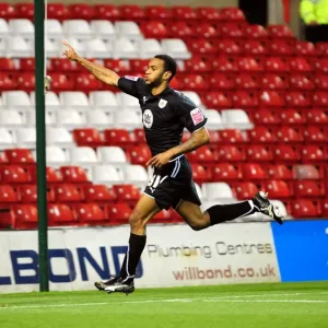 Danny Haynes celebrates after equalising