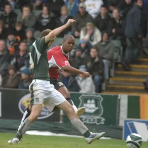 Darren Byfield in Action: Plymouth vs. Bristol City - Intense Rivalry on the Football Field