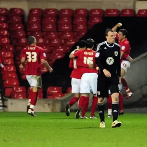 David Clarkson of Bristol City Looks On as Nottingham Forest Celebrate, January 2011 Championship Football Match