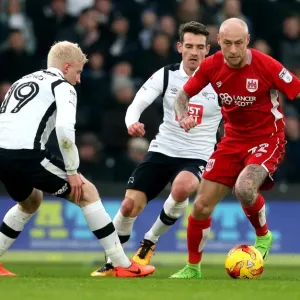 Print of David Cotterill vs. Will Hughes in Sky Bet Championship match Print of David Cotterill vs. Will Hughes in Sky Bet Championship match