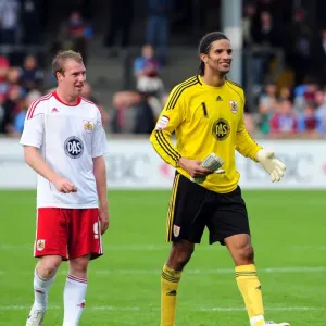 David James and David Clarkson Celebrate Bristol City's Win Print David James and David Clarkson Celebrate Bristol City's Win Print