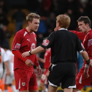 David Noble and Michael McIndoe complain to referee Mr G Hegley David Noble and Michael McIndoe complain to referee Mr G Hegley