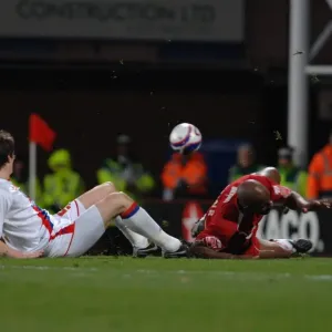 Dele Adebola is brought down in the box by Paddy McCarthy Dele Adebola is brought down in the box by Paddy McCarthy